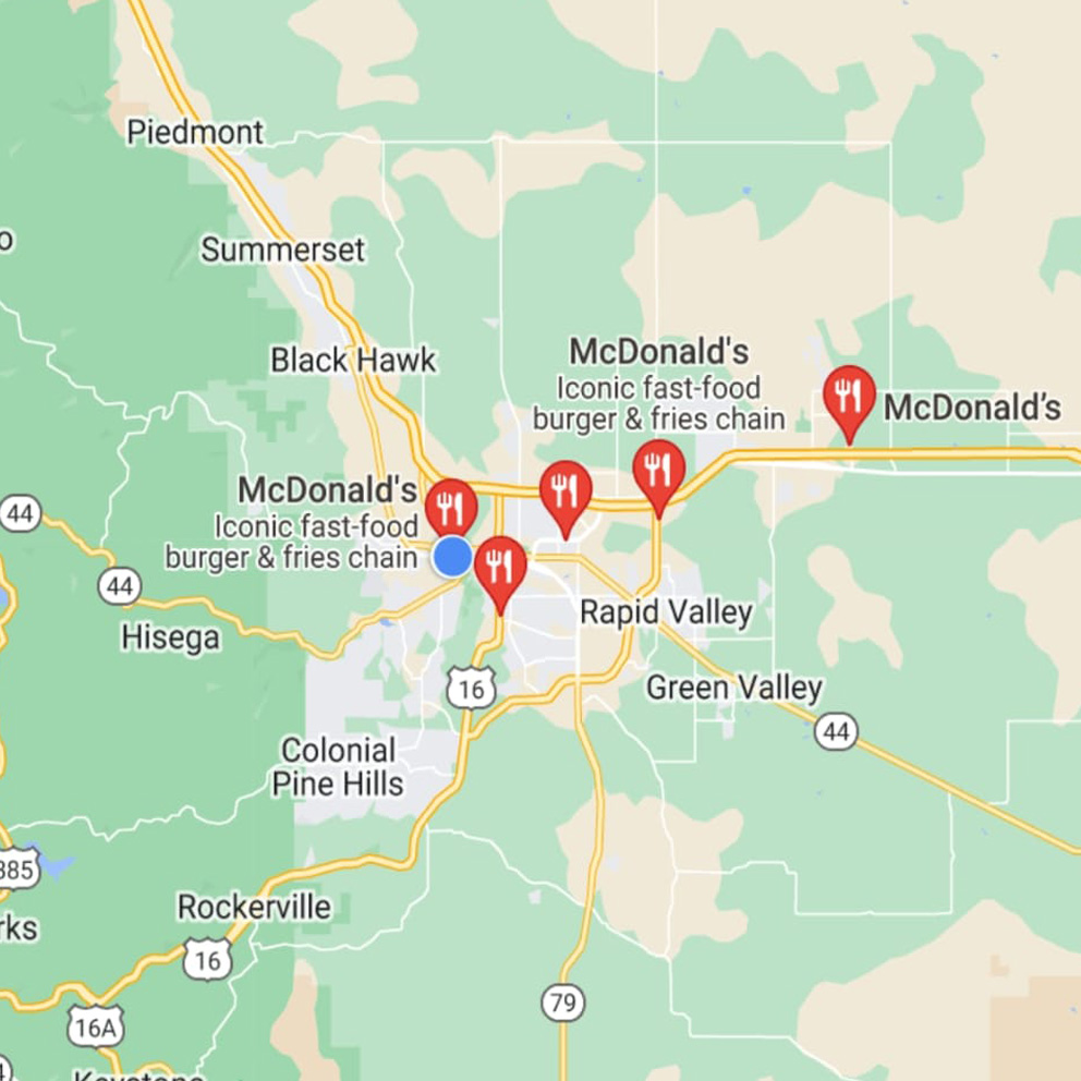 The Walla McDonalds locations map.